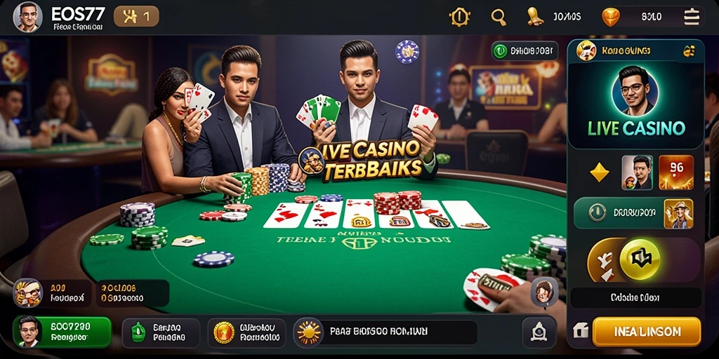 Tampilan gameplay Live Casino EOS77 yang menarik dan interaktif.