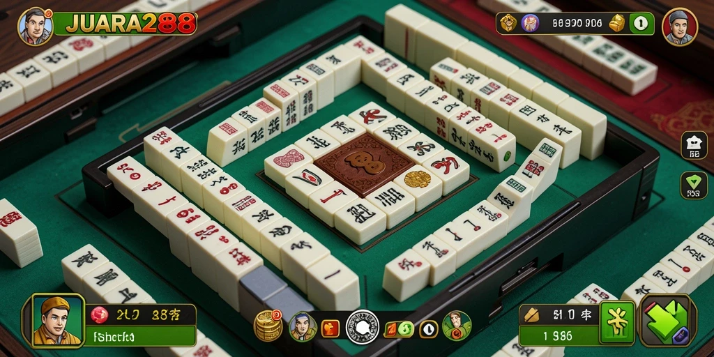 Gameplay JUARA288 menampilkan papan Mahjong yang penuh warna dan menarik.