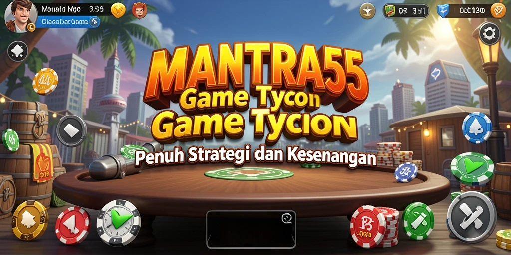 Screenshot gameplay MANTRA55 menampilkan aksi seru dalam mengelola bisnis Tycoon.