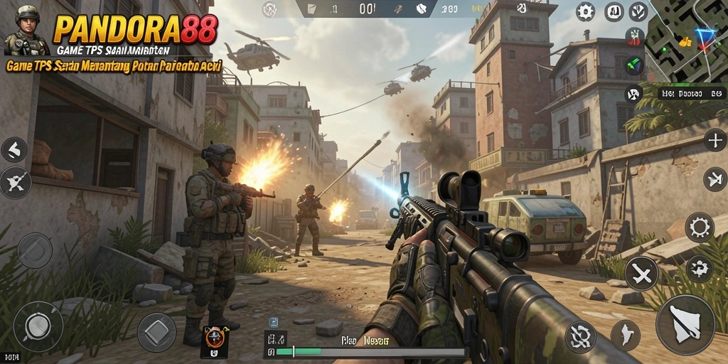 Tampilan menegangkan dari gameplay PANDORA88 di aksi TPS.