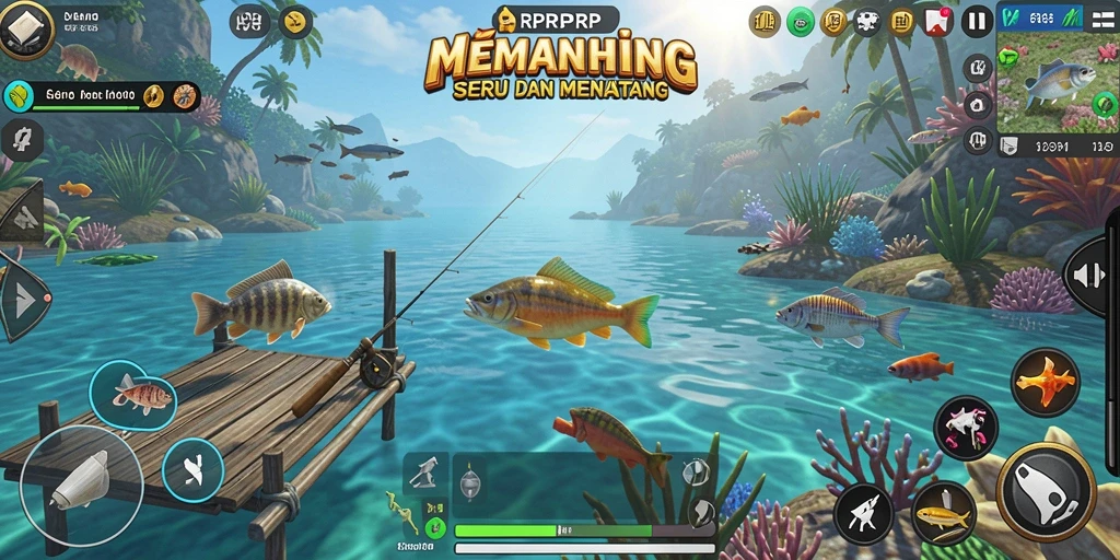 Gameplay seru dalam RPRPRP saat memancing.