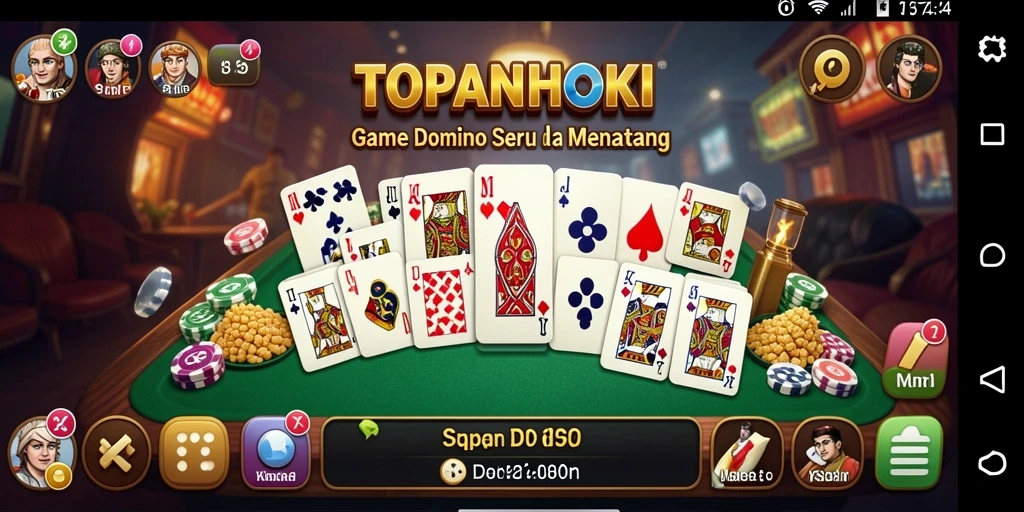 Tangkapan layar utama TOPANHOKI menampilkan gameplay seru permainan Domino.