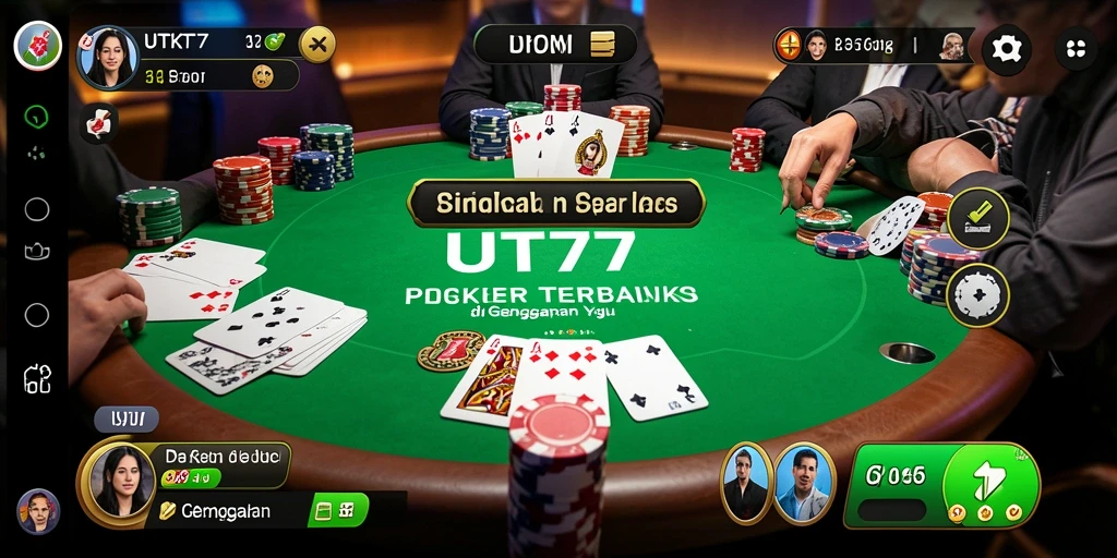 Tangkapan layar UT77 menunjukkan pemain menikmati permainan Poker yang mendebarkan.